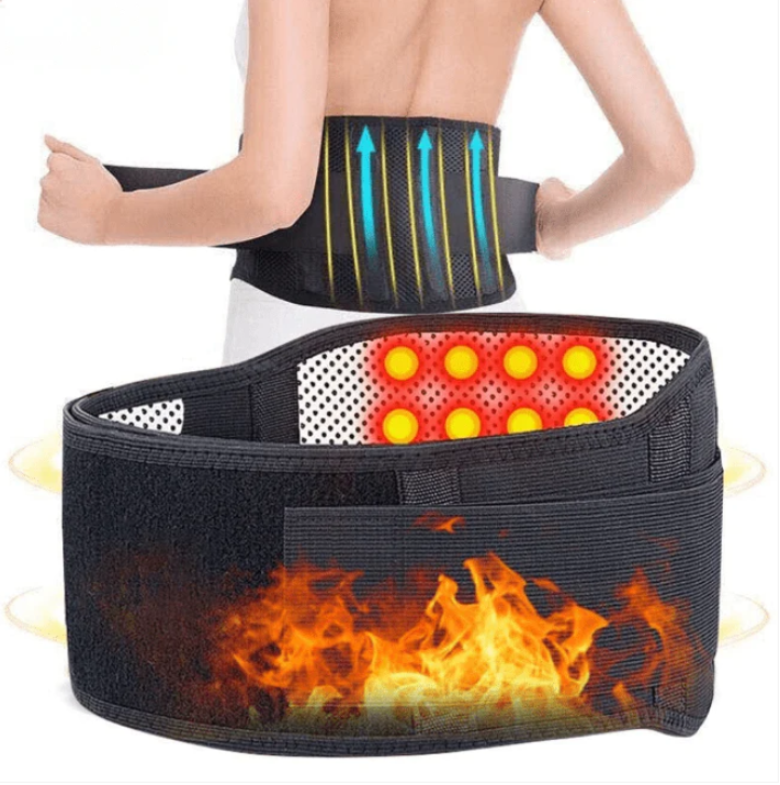Self-heating magnetic lumbar support