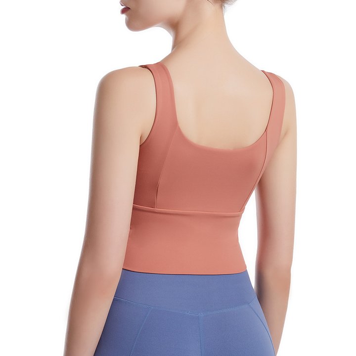 Front zip shock-absorbing sports bra