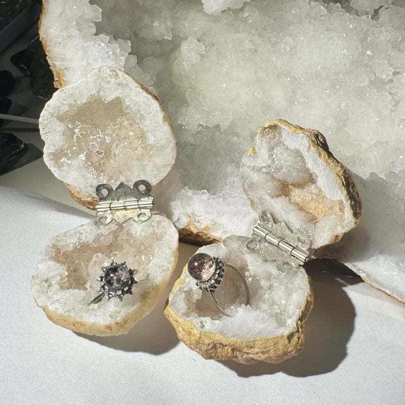 Natural crystal ring box jewelry box for girlfriend gift