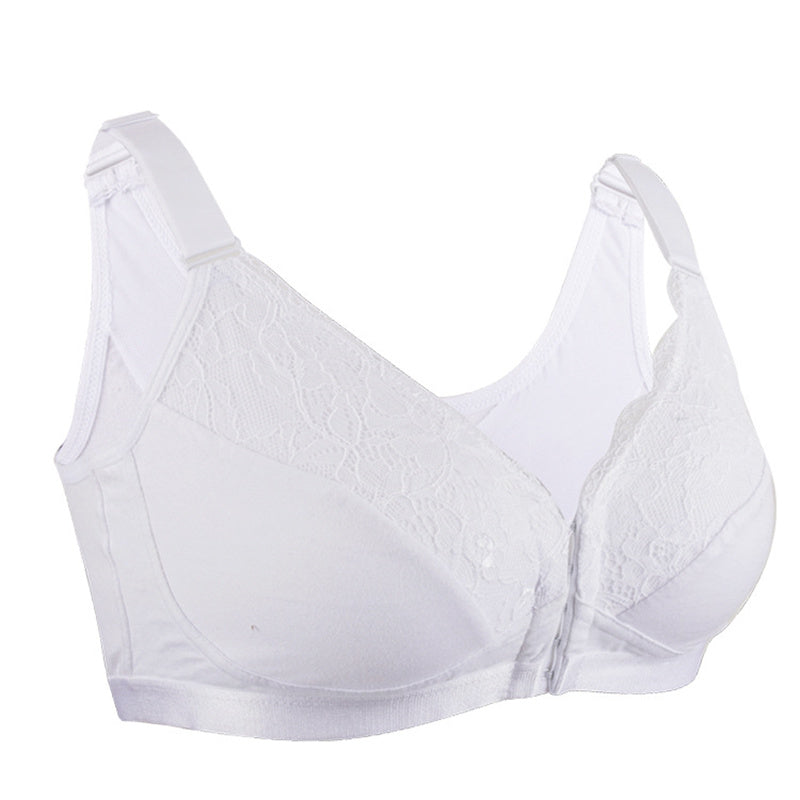 Lace Mesh Panel Front Button Bra