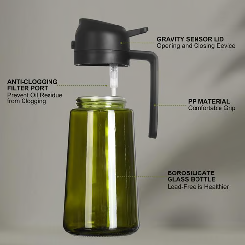 🎁💕2 in 1 Glass Oil Sprayer & Dispenser🔥