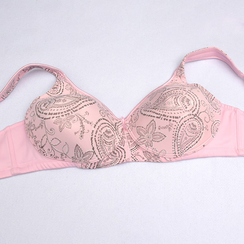 Pink Printed Wide Strap Bra