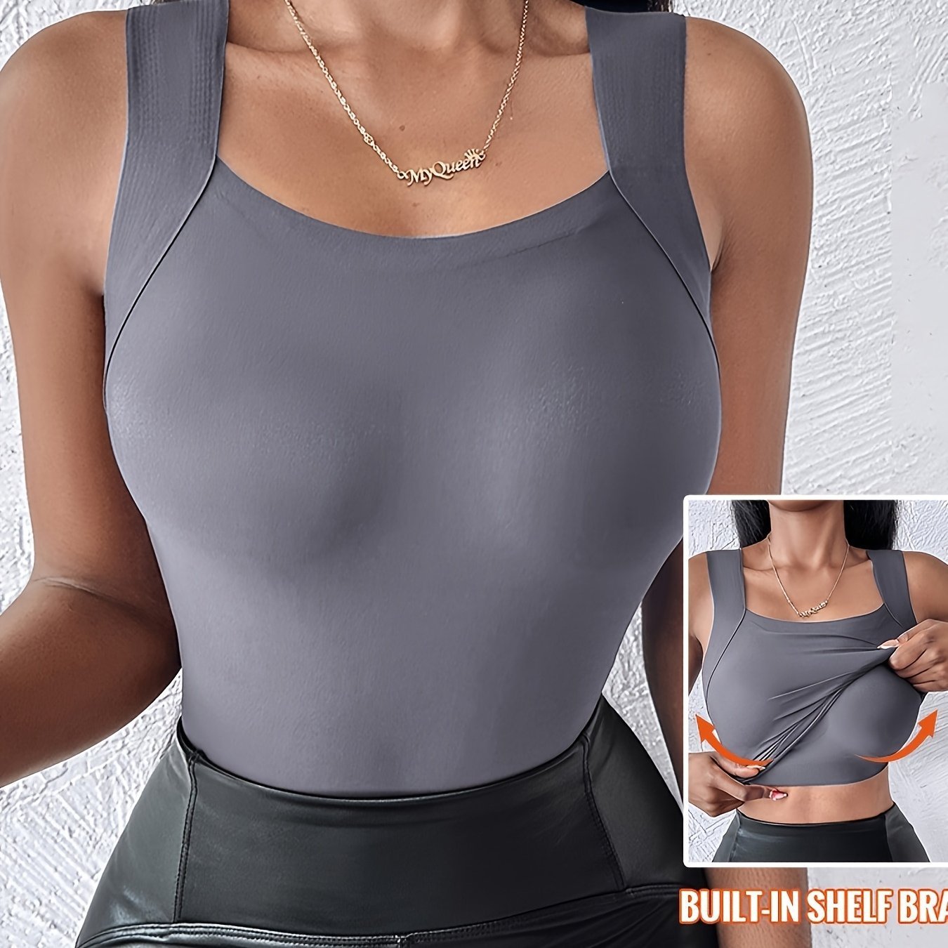 🔥Buy 1 get 1 free💐Women's U Neck Thermal Tank Tops with Built-In Bra