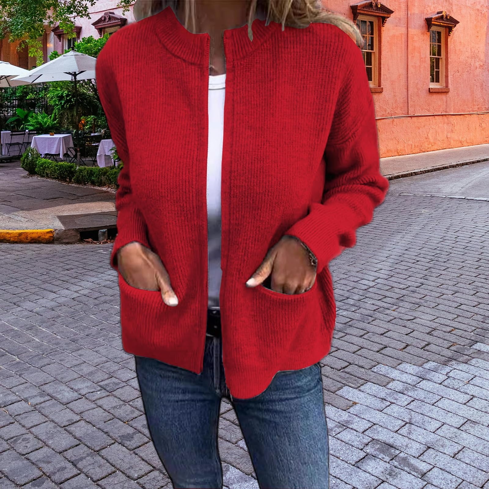 🔥 Round Neck Zipper Knitted Jacket