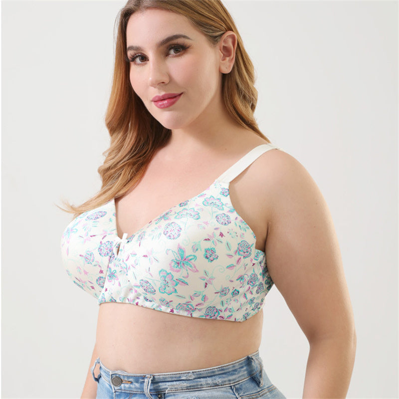 White Print Unwired Seamless Bra