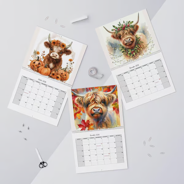 🐮Highland Cow Calendar 2026 📅