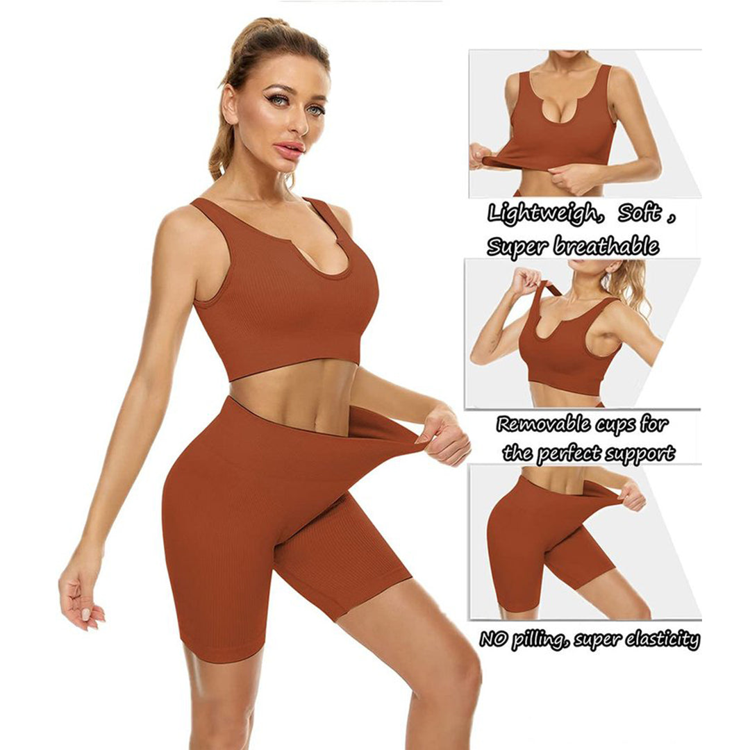 High Waist Running Shorts + Yoga Crop Top Sets(BUY 2 FREE SHIPPING)