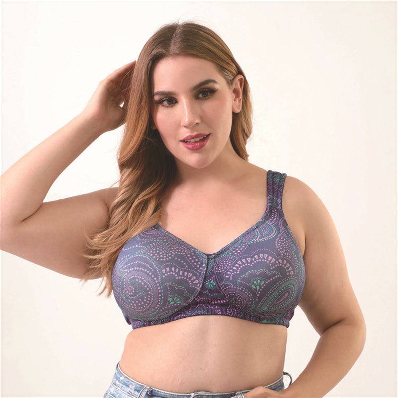 Solid Printed Wide Strap Bra