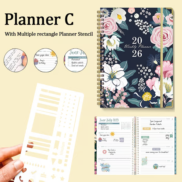 🔥Handmade Calendar Planner Stencil and 2026 Monthly Daily Weekly Study Planner