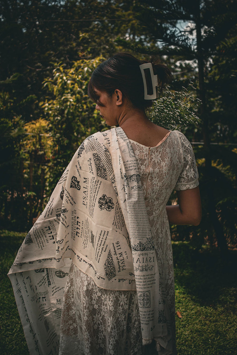 Handmade scripture shawl