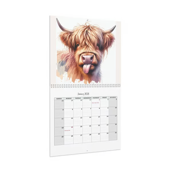 🐮Highland Cow Calendar 2026 📅