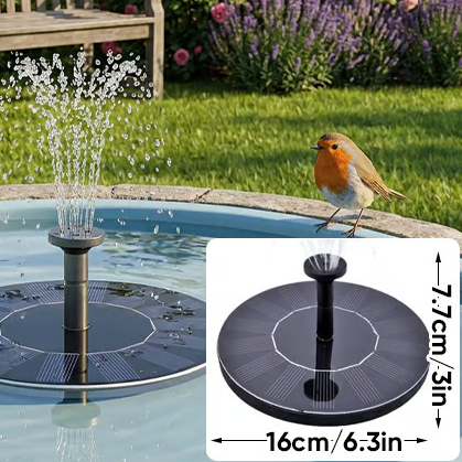 Solar-powered bird bath fountain