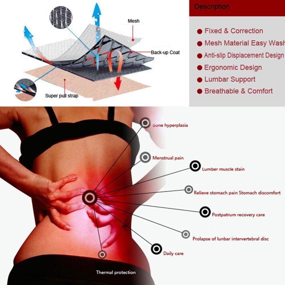 Self-heating magnetic lumbar support