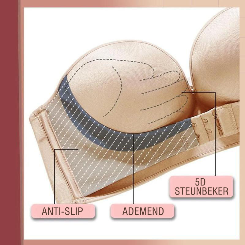 Strapless bra with front buckle