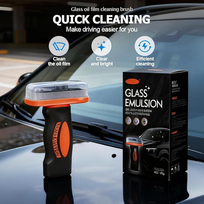 Glass cleaning brush for removing oil film