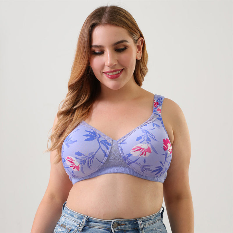Floral Print Glossy Wireless Bra