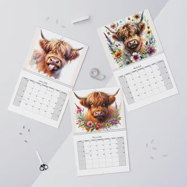 🐮Highland Cow Calendar 2026 📅