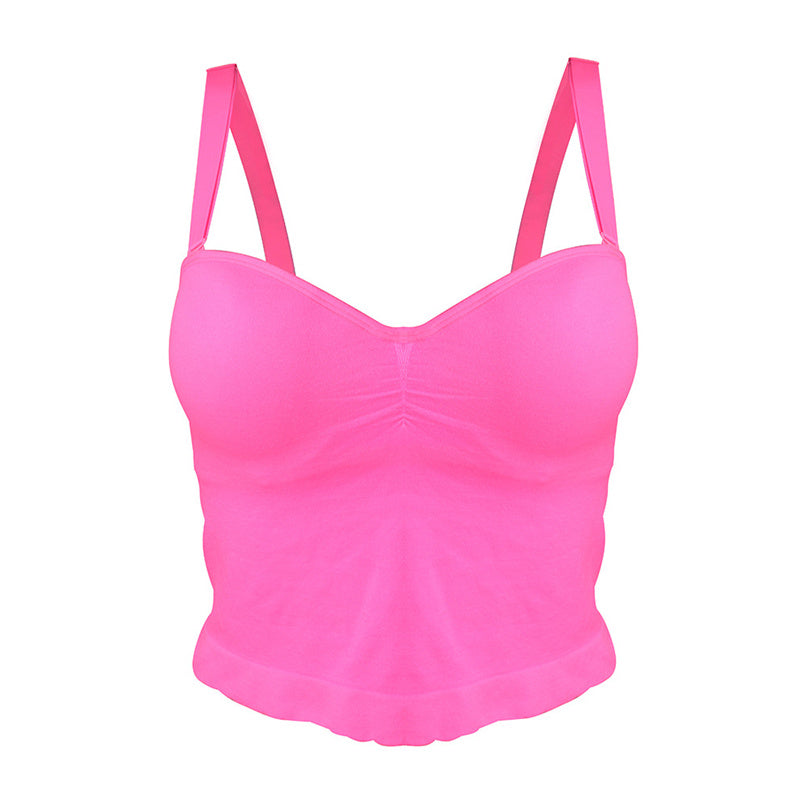 Pink Detachable Strap Seamless Bra