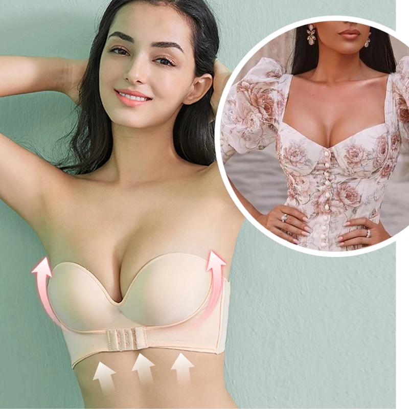 Strapless bra with front buckle