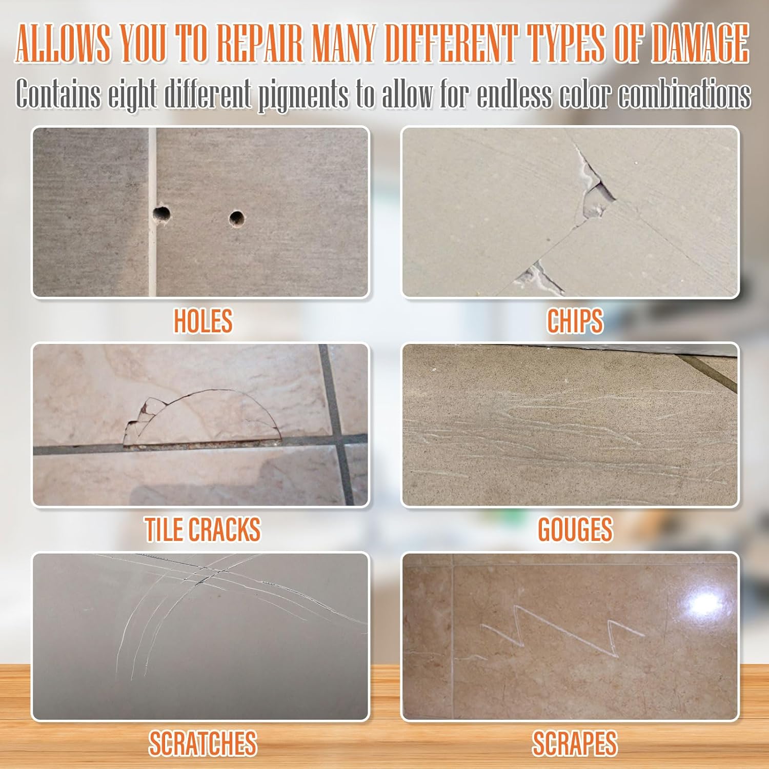 Tile repair paste（A tool kit and six colors of paint paste are included for free.）