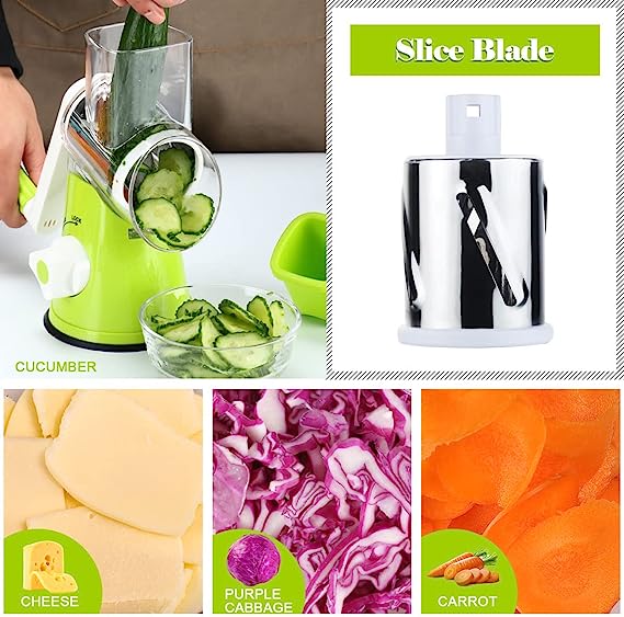 High-speed grater and slicer with suction cup base