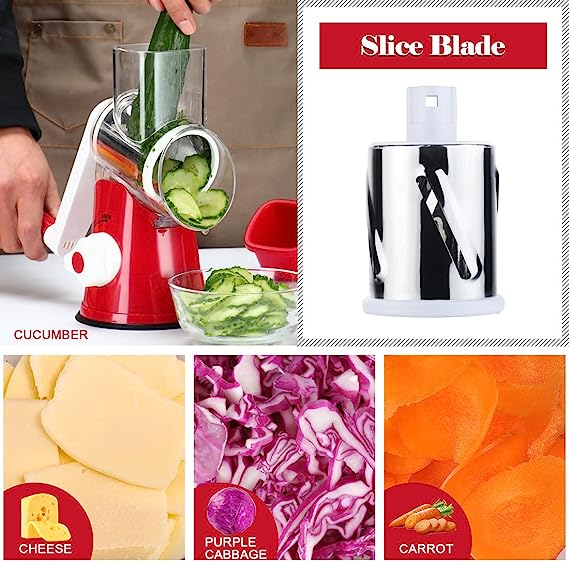 High-speed grater and slicer with suction cup base