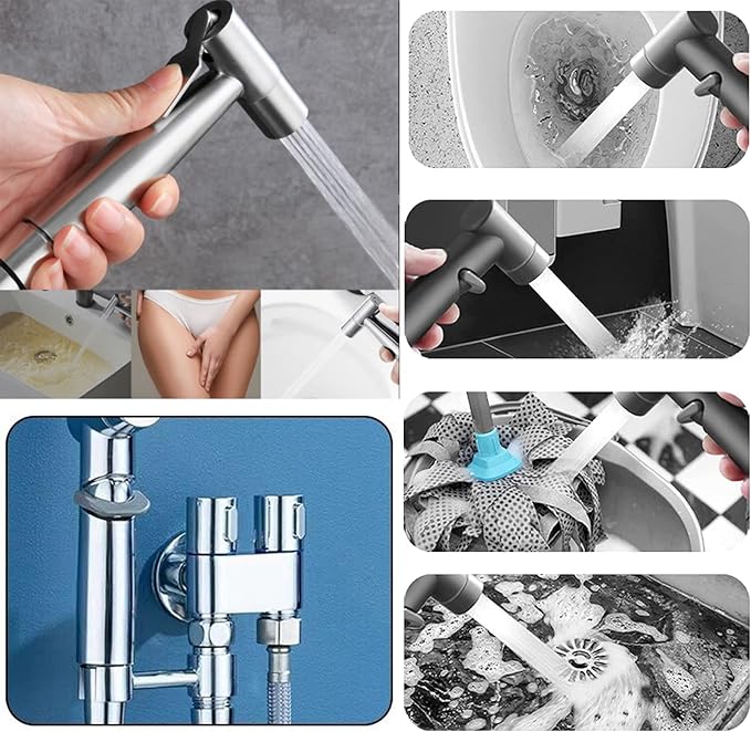 One into two out of the bathroom booster flushing household high-pressure flush gun