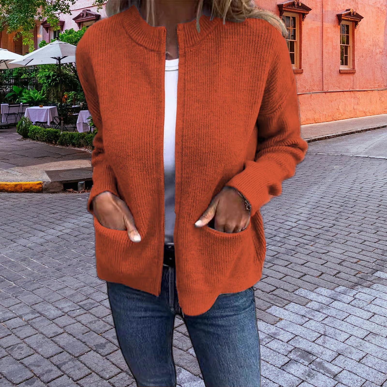 🔥 Round Neck Zipper Knitted Jacket