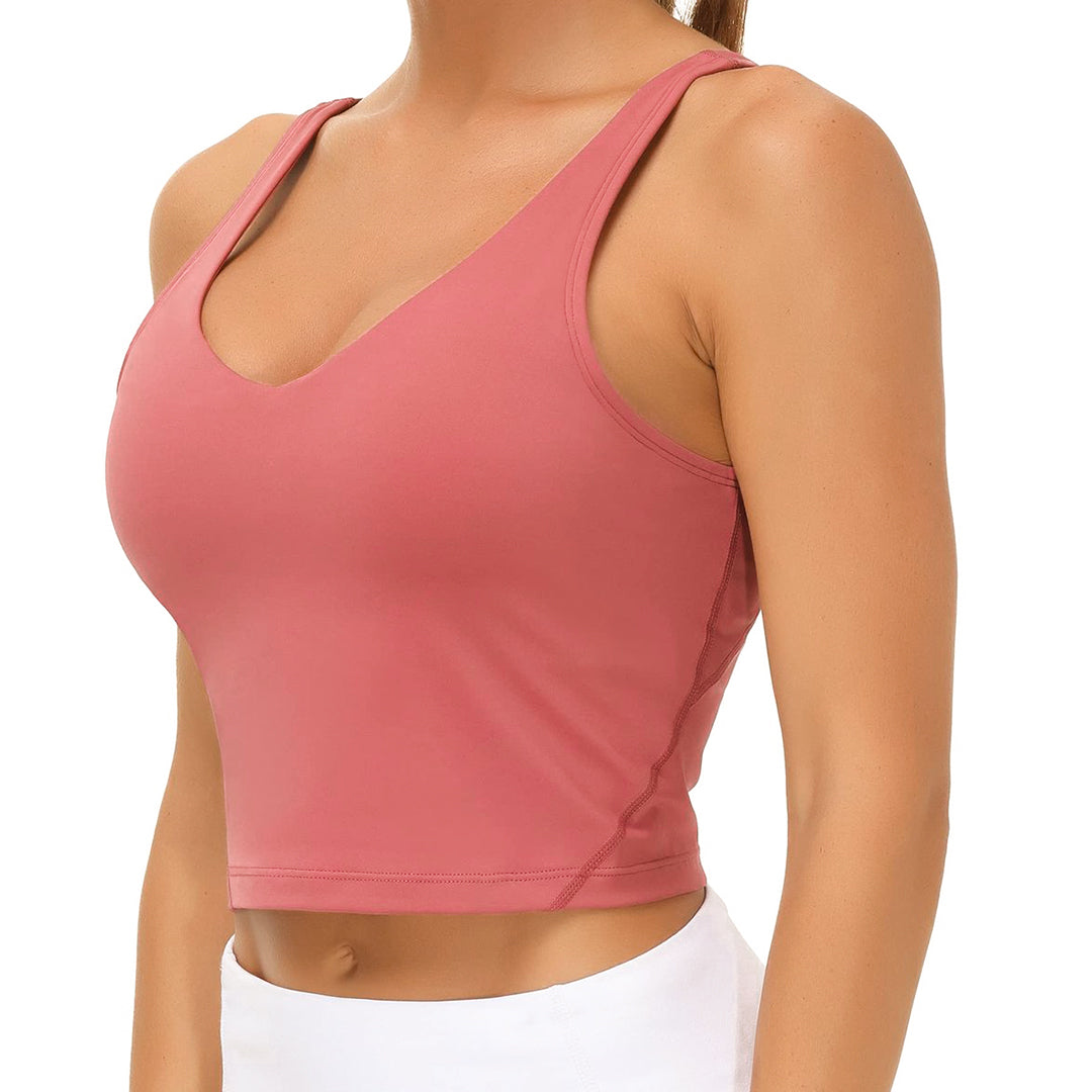Women's Longline Sports Bra - Wirefree Padded Support Yoga Bras