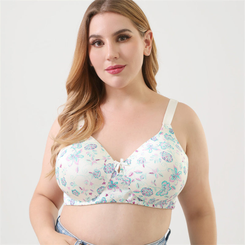 White Print Unwired Seamless Bra