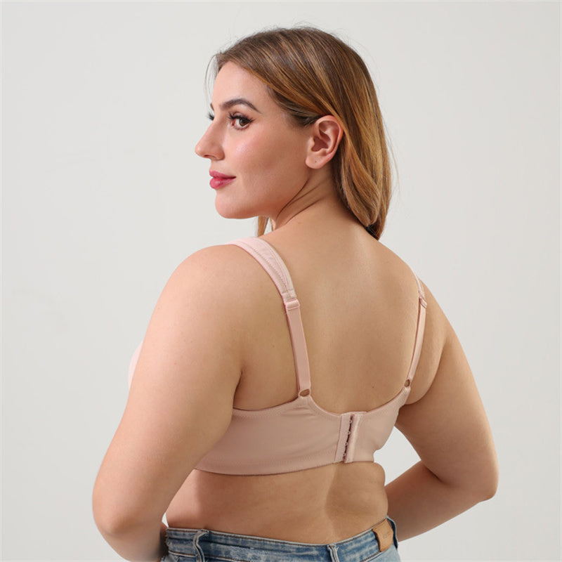 Pink Solid Wide Strap Bra