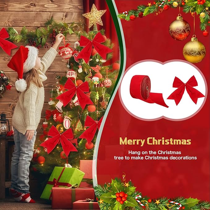 【2 meters long】Christmas ribbon flocking decoration