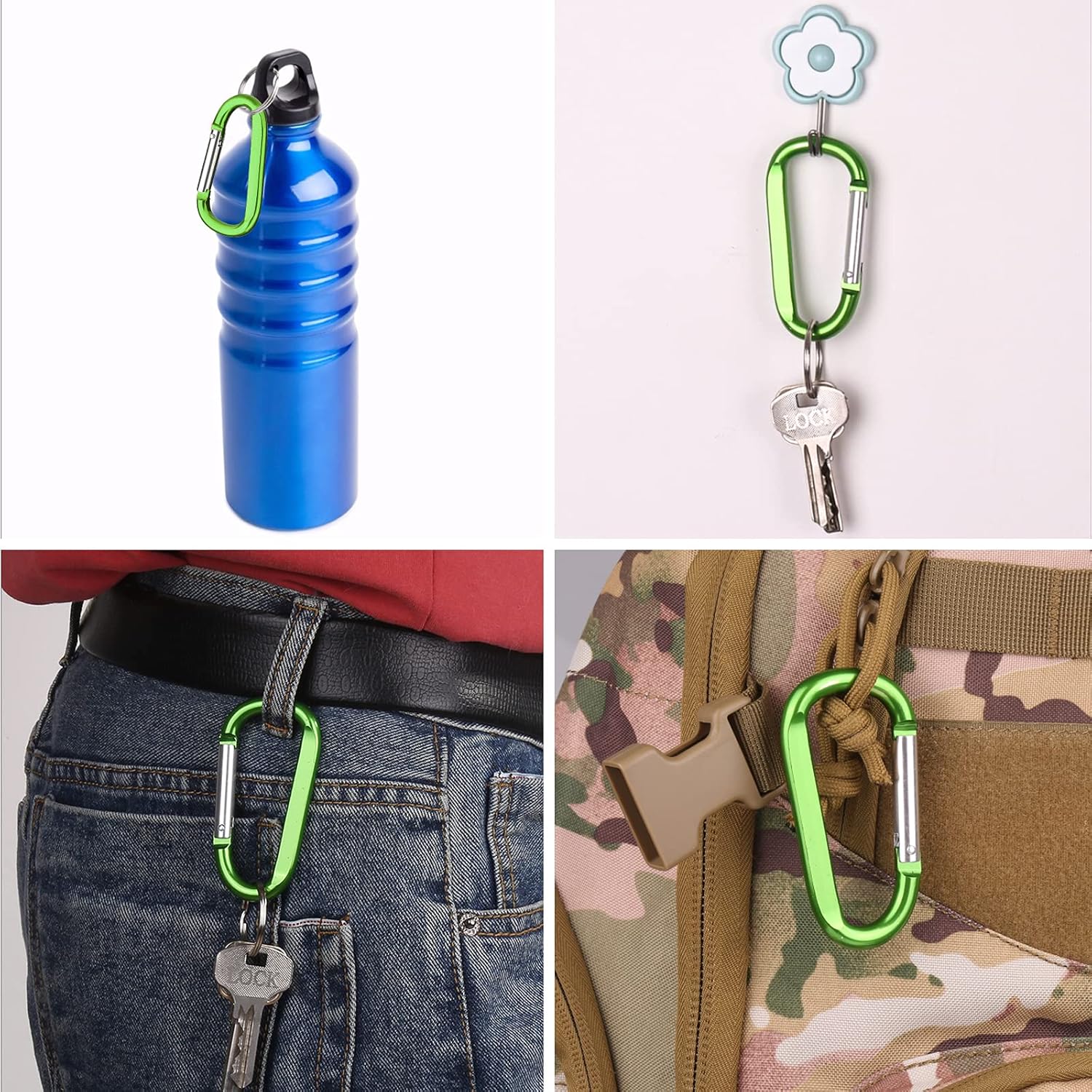 6pcs mixed color carabiners, key ring key chain hooks