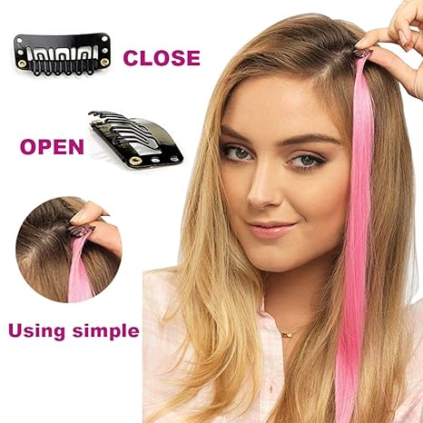 Colored straight hair extension clips
