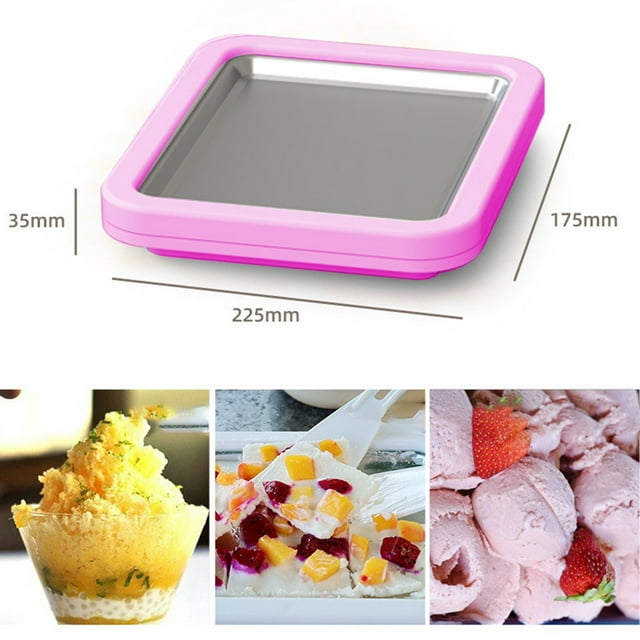 Instant Rolled Ice Cream Maker Pan Machine Yogurt Sorbet with 2 Spatulas