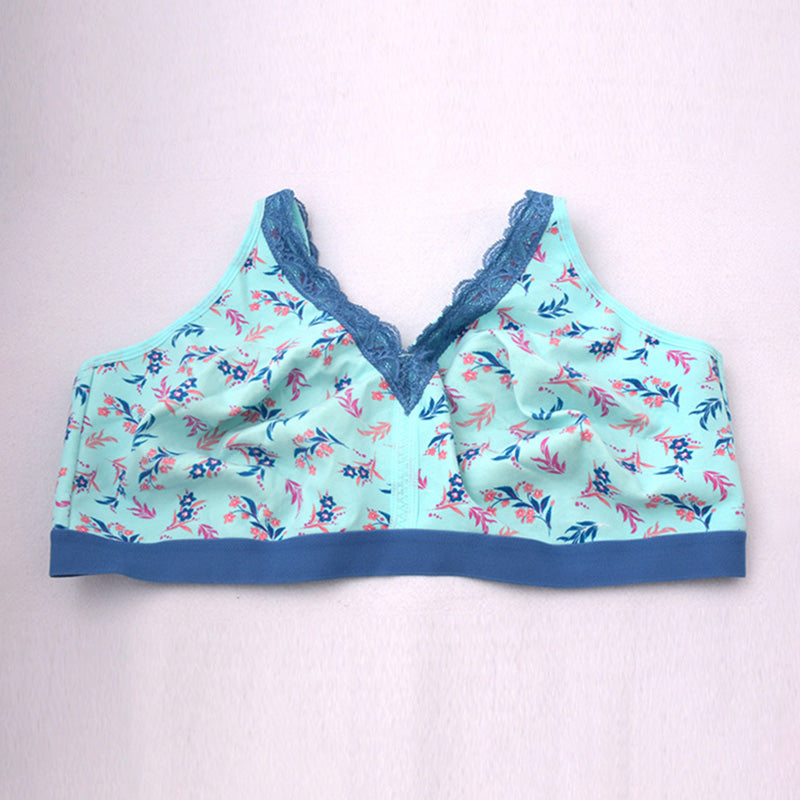 Printed Cotton Wide Strap Bra