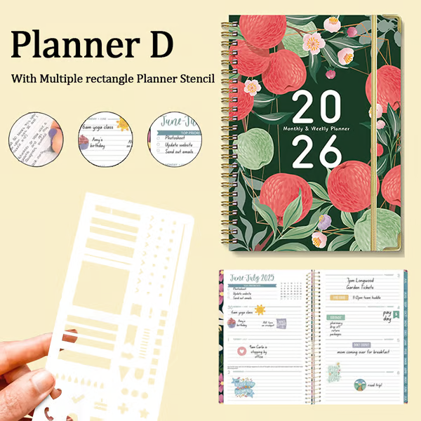 🔥Handmade Calendar Planner Stencil and 2026 Monthly Daily Weekly Study Planner