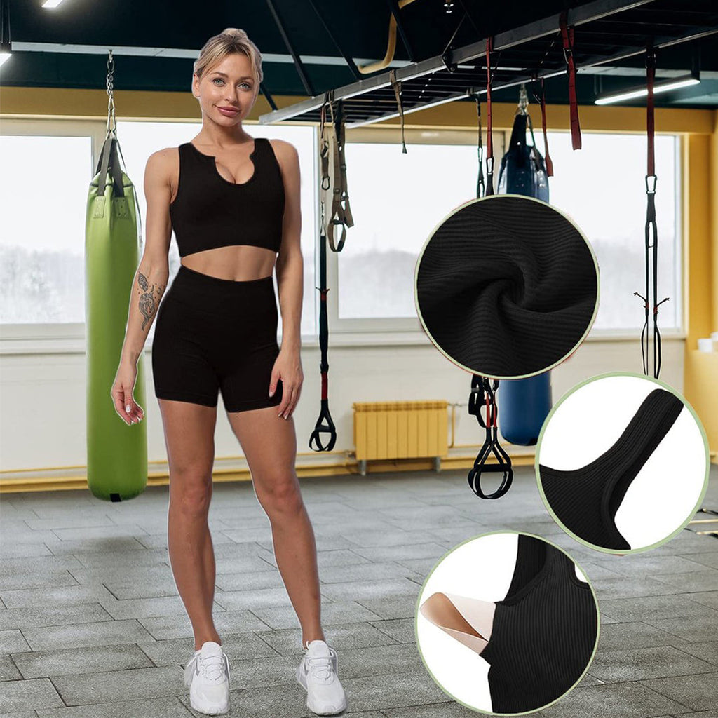 High Waist Running Shorts + Yoga Crop Top Sets(BUY 2 FREE SHIPPING)