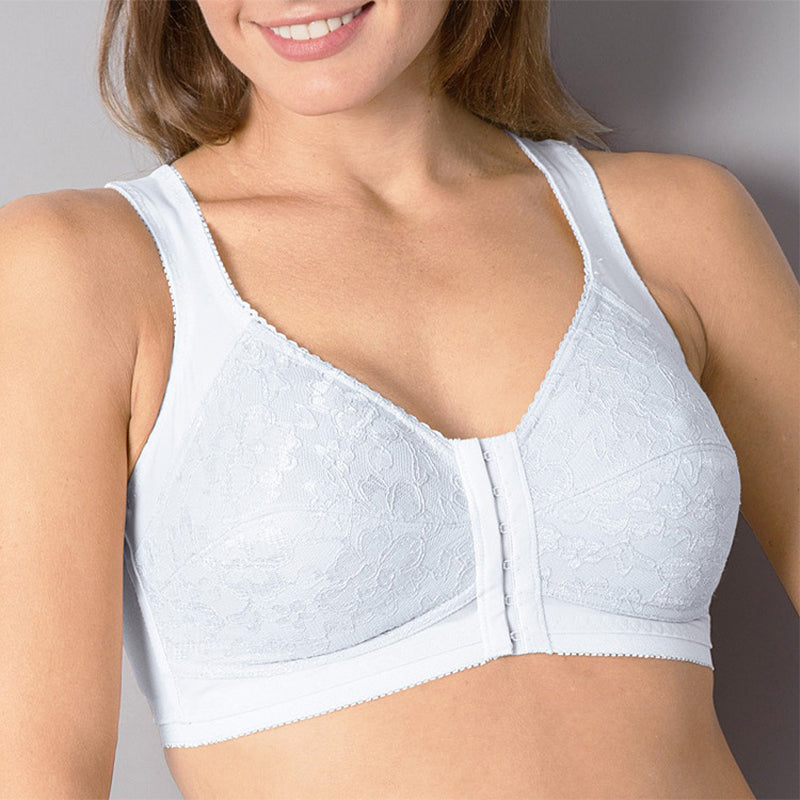 White Lace Front Button Bra