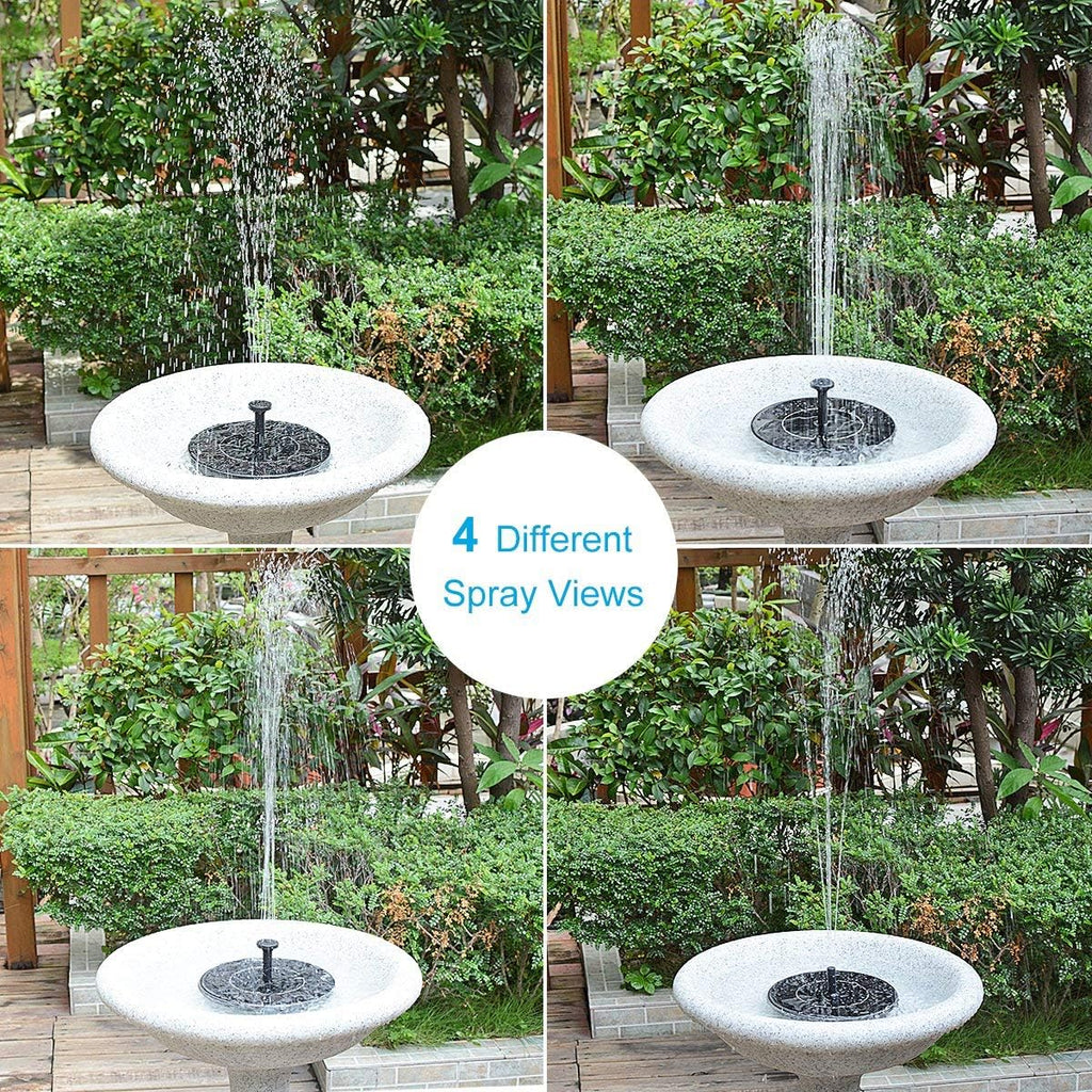 Solar-powered bird bath fountain