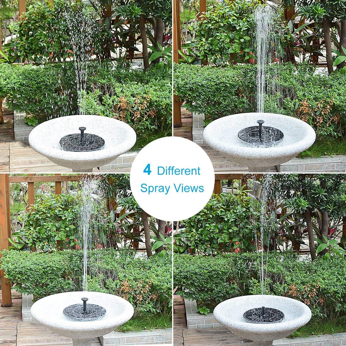 Solar-powered bird bath fountain