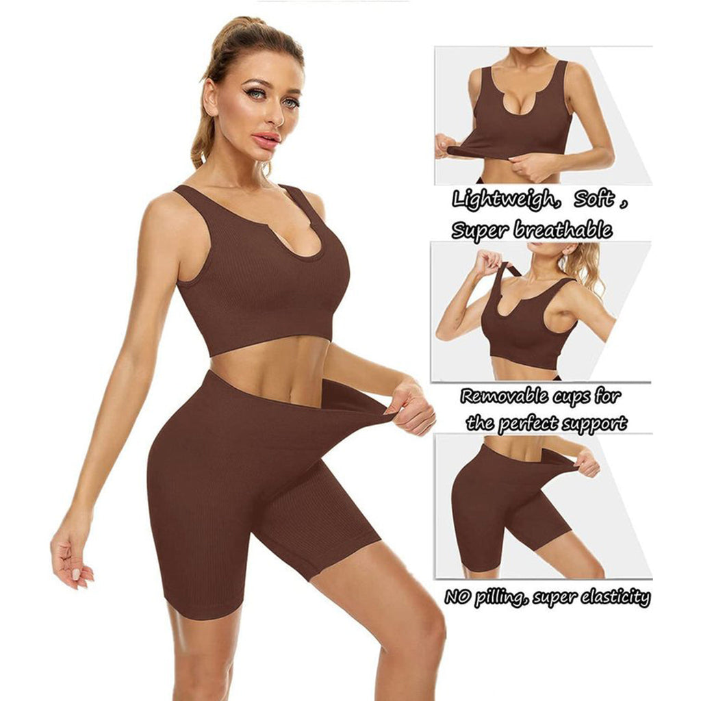 High Waist Running Shorts + Yoga Crop Top Sets(BUY 2 FREE SHIPPING)