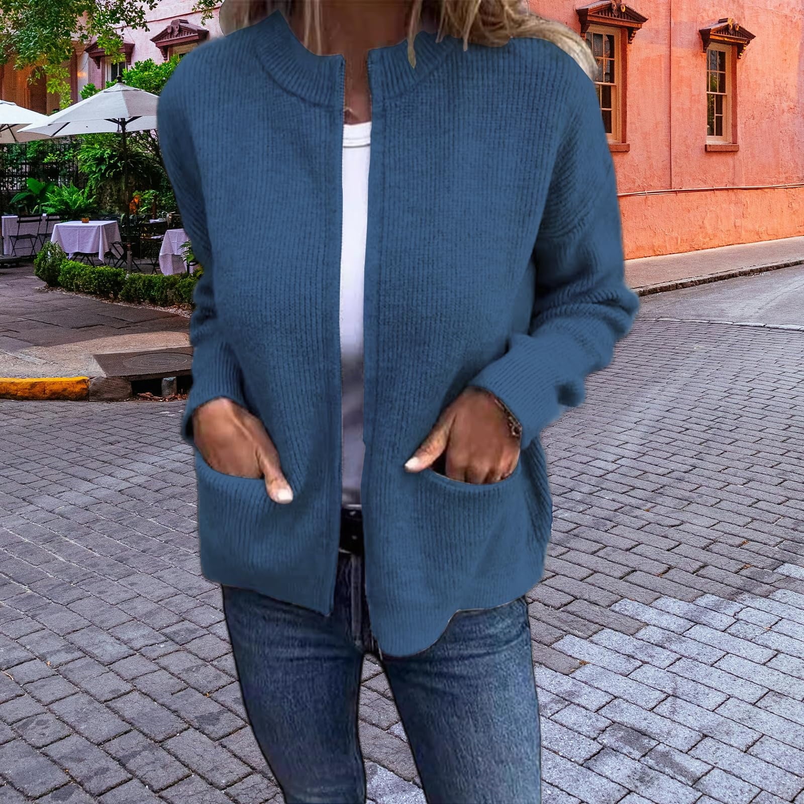 🔥 Round Neck Zipper Knitted Jacket