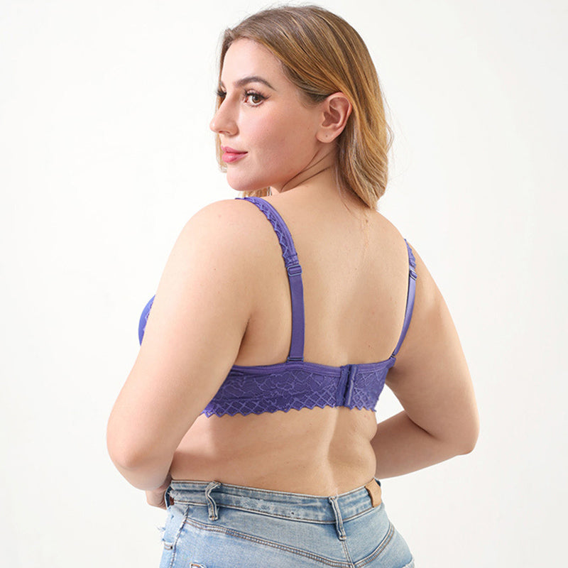 Blue Full Cup Solid Lace Bra