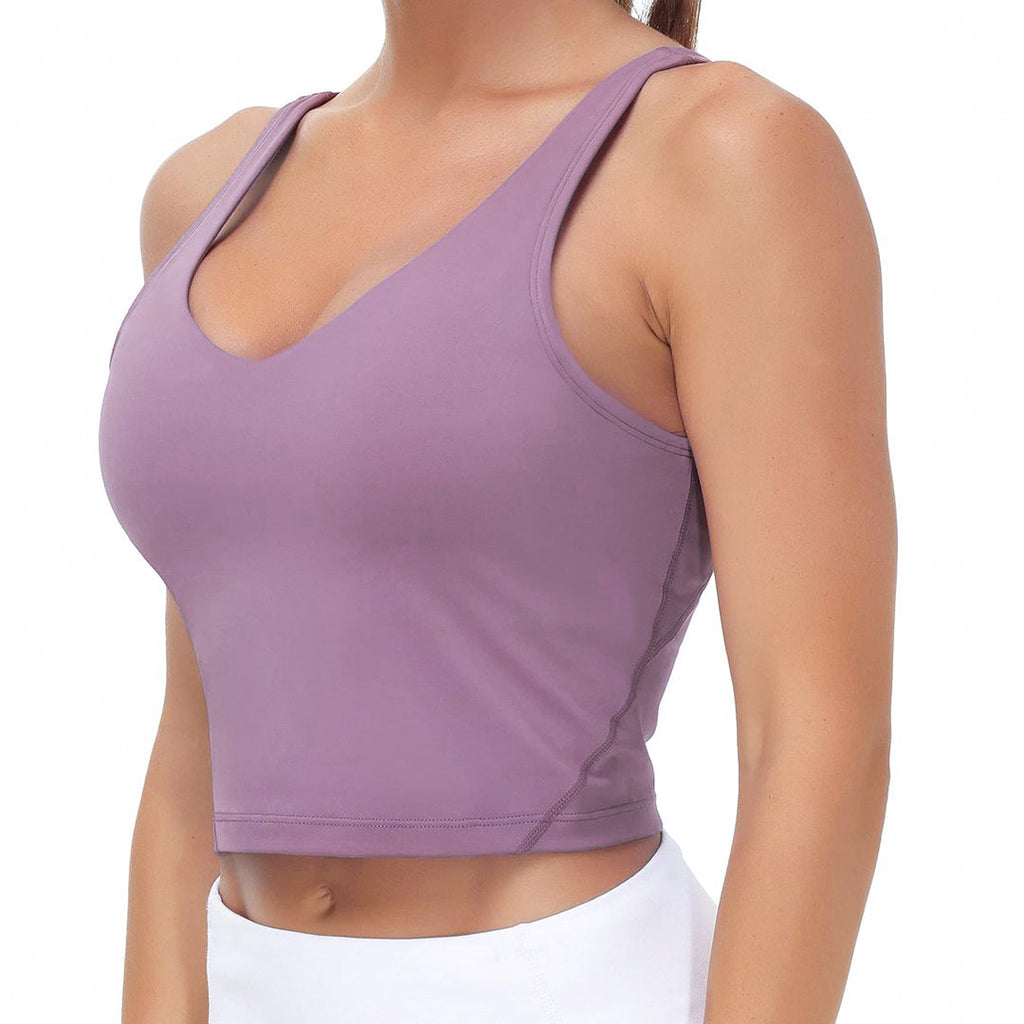 Women's Longline Sports Bra - Wirefree Padded Support Yoga Bras