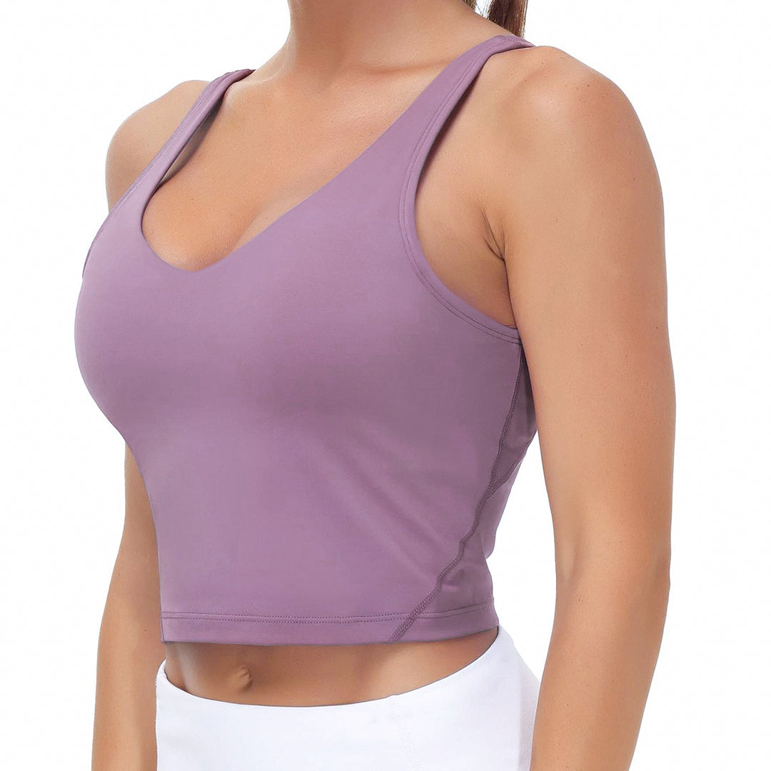 Women's Longline Sports Bra - Wirefree Padded Support Yoga Bras