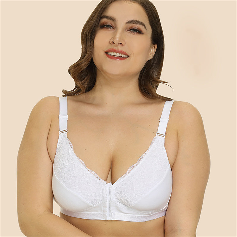 Lace Mesh Panel Front Button Bra