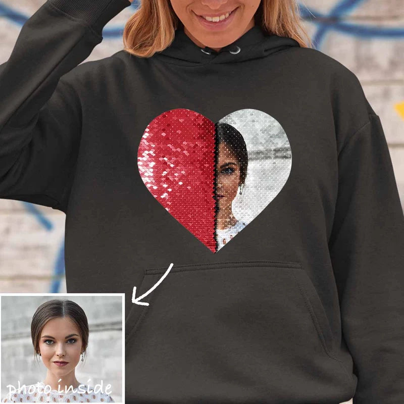 Custom Flip Sequin Hoodie (Heart)