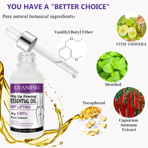 Organic essential oils for an instant butt lift