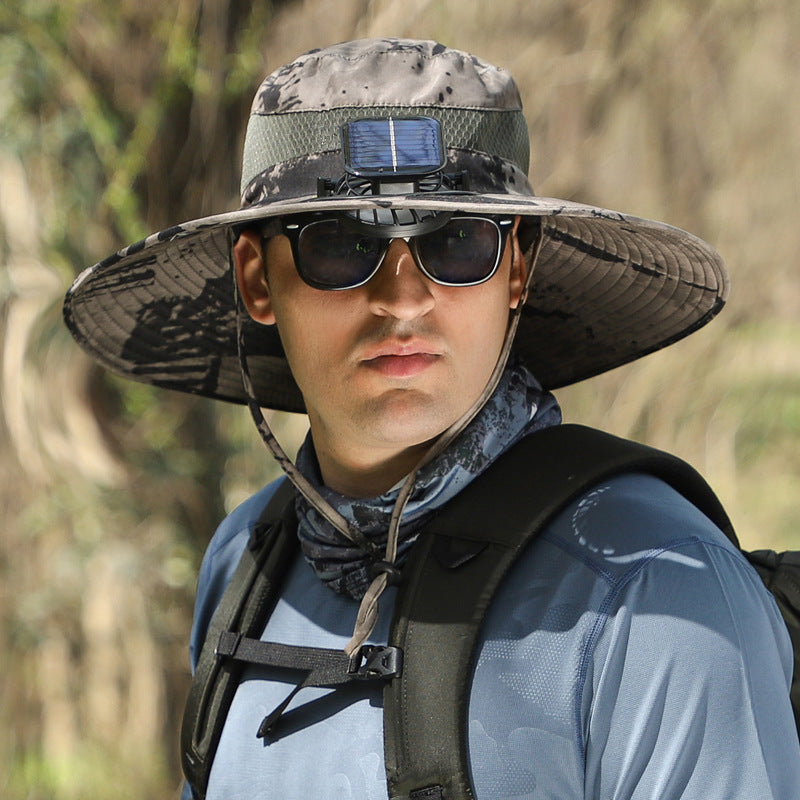🔥Outdoor Wide Brim Sun Hat With Solar Fan